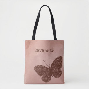 Rustic Boho Brown Butterfly Tote Bag