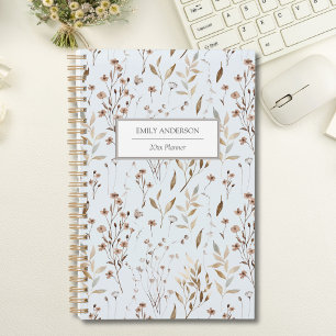 Rustic Boho Brown Fall Botanical Flower Leaf 2026 Planner