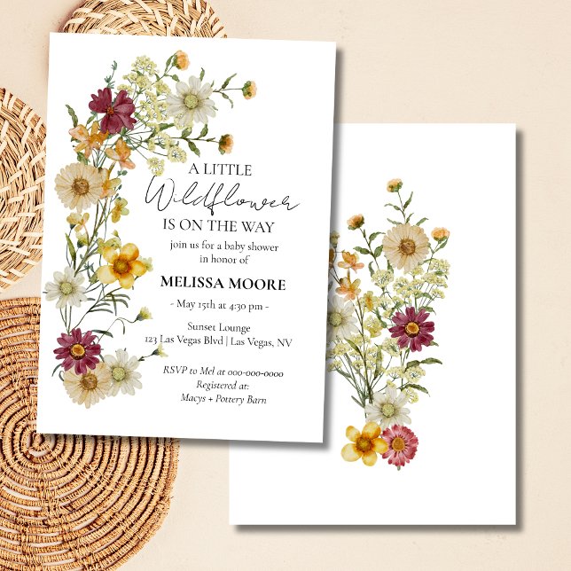 Rustic Boho Burgundy Wildflower Baby Shower Invitation (Creator Uploaded)