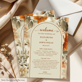 Rustic Boho Burnt Orange Ivory Olive Program Programme