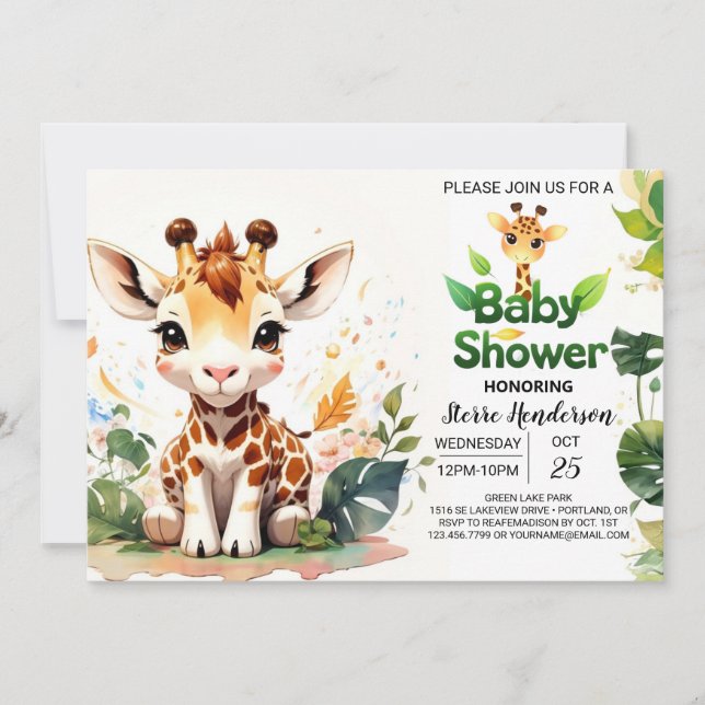 Rustic Boho Charm Giraffe Baby Shower Invitation (Front)