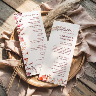Rustic Boho Chic Fall Wildflowers Floral Wedding Programme