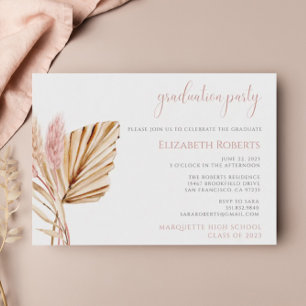 Rustic Boho Chic Floral Pampas Grass Graduation Invitation