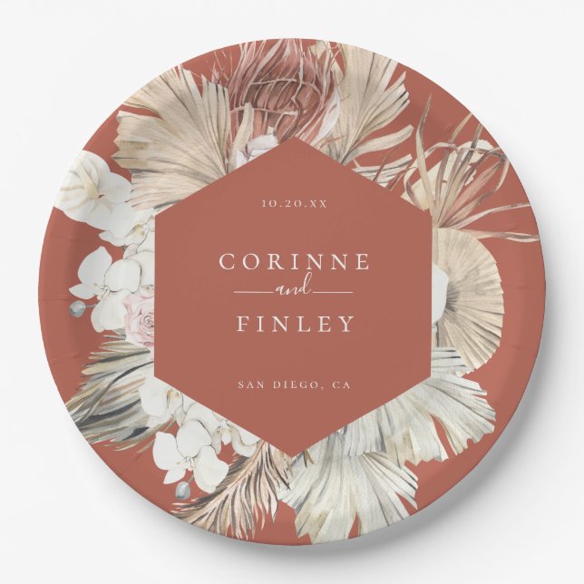 Rustic Boho-Chic Personalised Paper Plate (Front)
