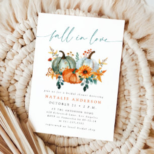 Rustic Boho Chic Pumpkin Fall Bridal Shower Invitation
