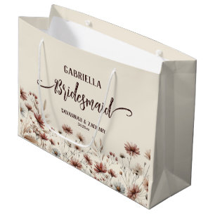 Rustic Boho Chic Wildflowers Bridesmaid Wedding Large Gift Bag