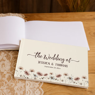 Rustic Boho Chic Wildflowers Simple Wedding Guest Book