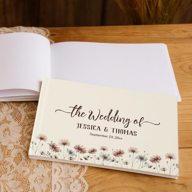 Rustic Boho Chic Wildflowers Simple Wedding Guest Book (Creator Uploaded)
