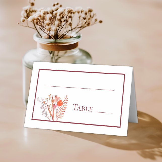 Rustic Boho Chic Wildflowers Wedding Table Number Place Card (Creator Uploaded)