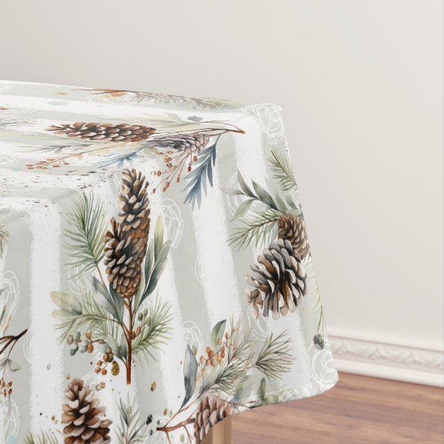 Rustic Boho Christmas Pine Farmhouse Pattern  Tablecloth (In Situ)