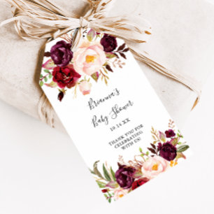 Rustic Boho Colourful Floral Baby Shower Gift Tags