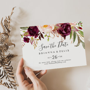 Rustic Boho Colourful Floral Horizontal Wedding Save The Date