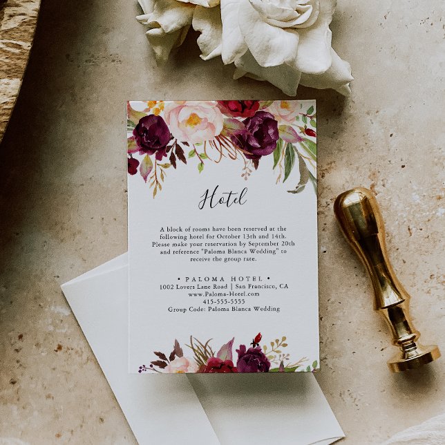 Rustic Boho Colourful Floral Hotel Enclosure Card (Creator Uploaded)