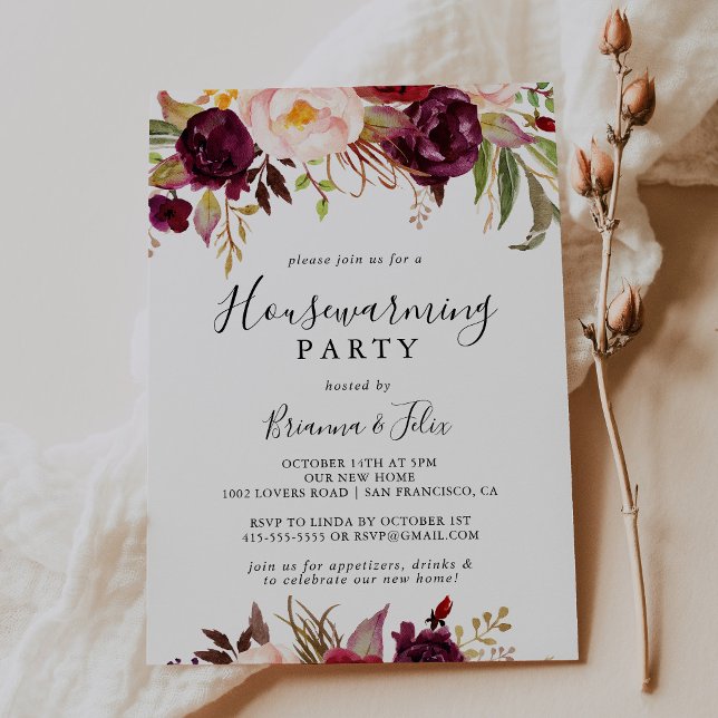 Rustic Boho Colourful Floral Housewarming Party Invitation (Creator Uploaded)