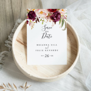 Rustic Boho Colourful Floral Save the Date Postcard
