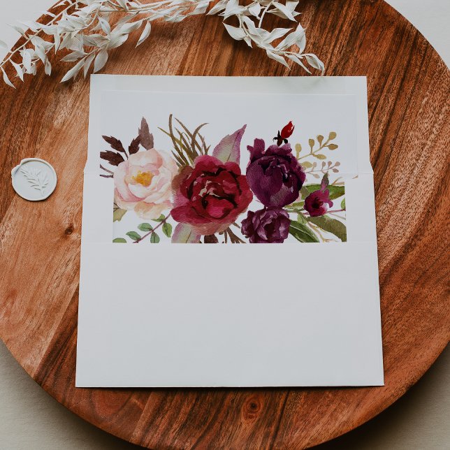 Rustic Boho Colourful Floral Self-Addressed RSVP Envelope (Creator Uploaded)