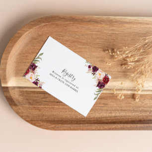 Rustic Boho Colourful Floral Wedding Gift Registry Enclosure Card