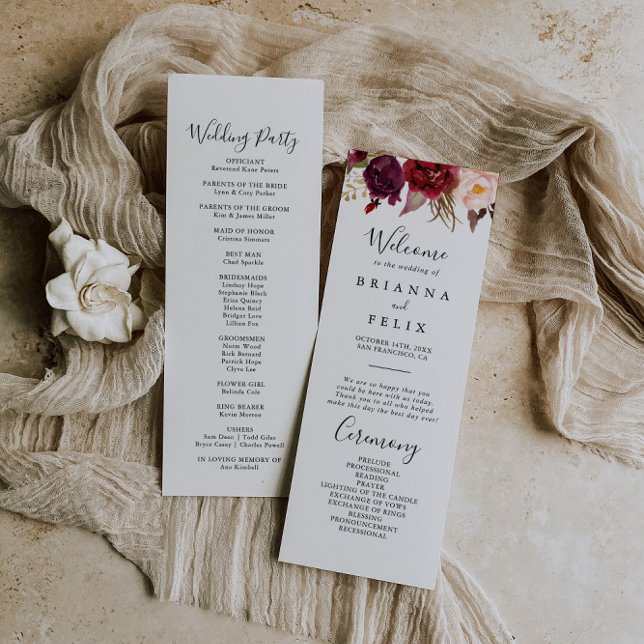 Rustic Boho Colourful Floral Wedding Program Programme (Creator Uploaded)
