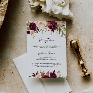 Rustic Boho Colourful Floral Wedding Reception Enclosure Card
