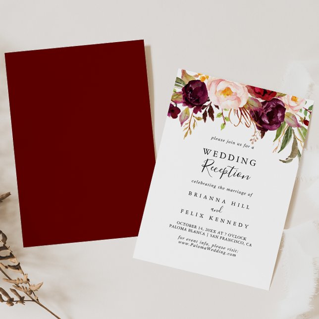 Rustic Boho Colourful Floral Wedding Reception Invitation (Creator Uploaded)
