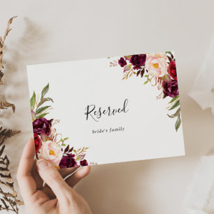 Rustic Boho Colourful Floral Wedding Reserved Sign