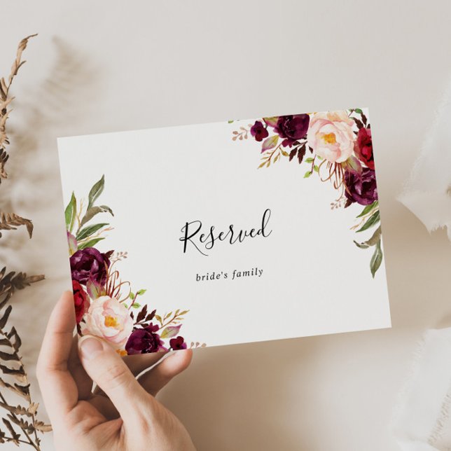 Rustic Boho Colourful Floral Wedding Reserved Sign (Creator Uploaded)