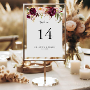 Rustic Boho Colourful Floral Wedding Table Number