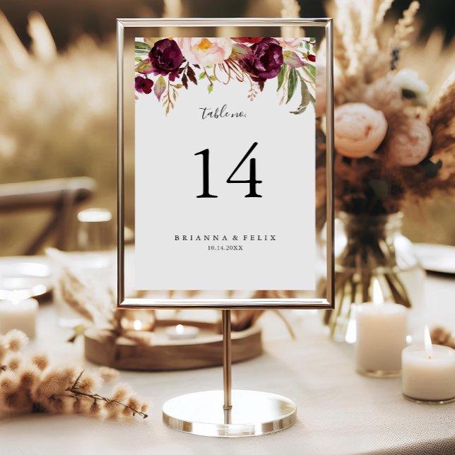Rustic Boho Colourful Floral Wedding Table Number (Creator Uploaded)