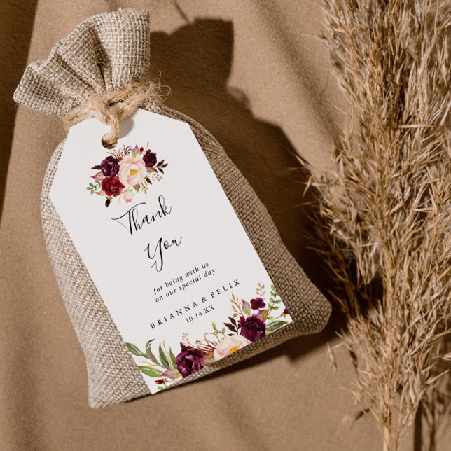 Rustic Boho Colourful Floral Wedding Thank You Gift Tags (Creator Uploaded)