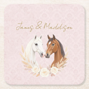 Rustic Boho Country Wedding Square Paper Coaster