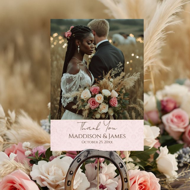 Rustic Boho Country Wedding Thank You Card (Set the tone for your rustic boho country wedding with this elegant invitation suite.)