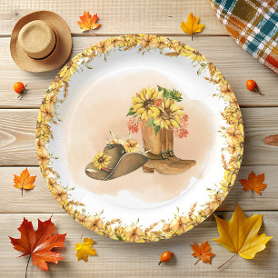 Rustic Boho Country Wild West Rodeo Baby Shower  Paper Plate