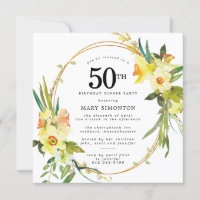 Rustic Boho Daffodil 50th Birthday Dinner Party