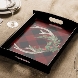 Rustic Boho Deer Antlers   Christmas Plaid Floral Tissue Paper