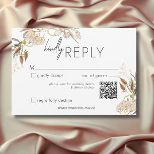 Rustic Boho Delicate Fall Wildflowers Wedding RSVP Card