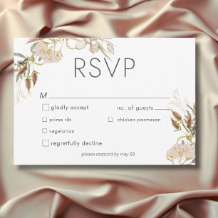 Rustic Boho Delicate Fall Wildflowers Wedding RSVP Card