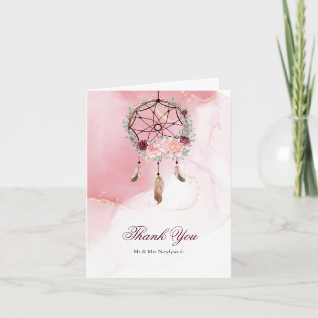Rustic BOHO Dream Catcher Thank You Card (Front)