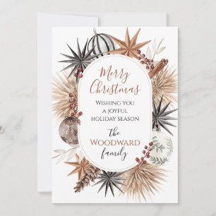 Rustic Boho Dried Botanicals Christmas Holiday Card