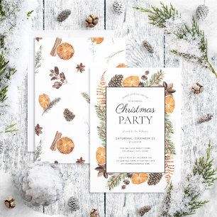 Rustic Boho Dried Orange Christmas Party Invitation