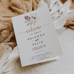 Rustic Boho Elegant Floral Folded Wedding Program Programme