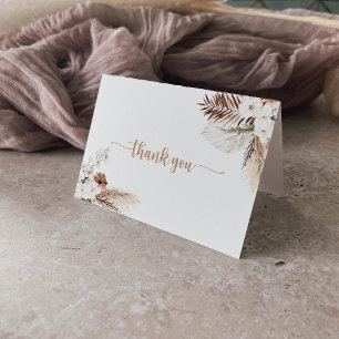 Rustic Boho Elegant Floral Folded Wedding  Thank You Card