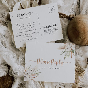 Rustic Boho Elegant Floral Menu Choice RSVP  Postcard