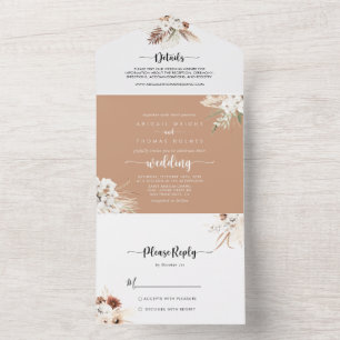 Rustic Boho Elegant Floral Wedding All In One Invitation