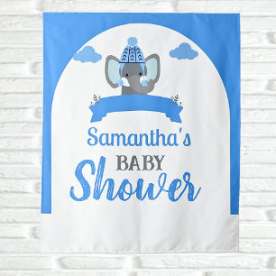 Rustic Boho Elephant Boy Baby Shower Backdrop  Tapestry