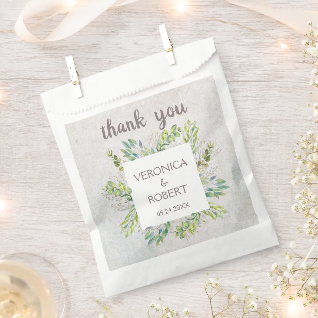 Rustic Boho Eucalyptus Greenery Wedding Thank You  Favour Bags (Clipped)