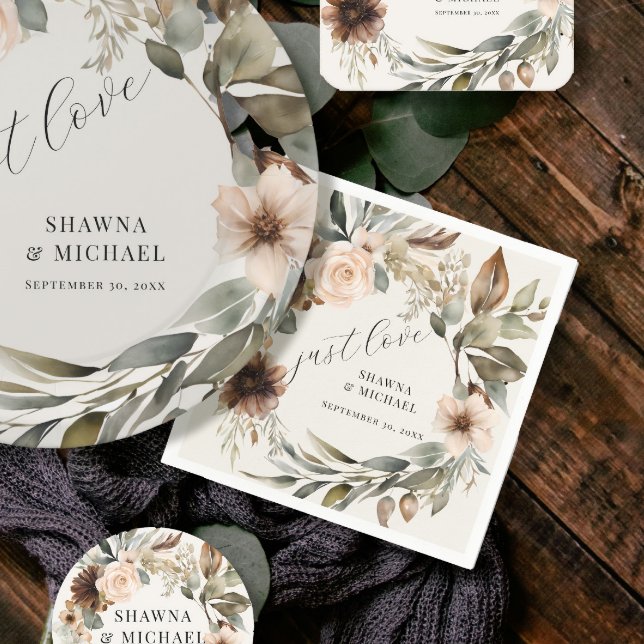 Rustic Boho Fall Autumn Floral Foliage Wedding Napkin (Creator Uploaded)