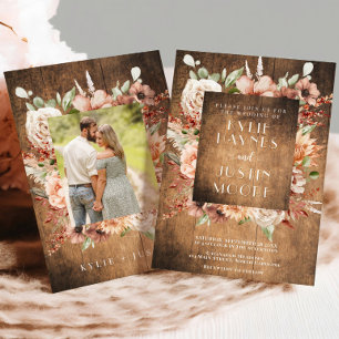 Rustic Boho Fall Autumn Floral Wedding Invitation