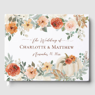 Rustic Boho Fall Autumn Pumpkin Floral Wedding Guest Book