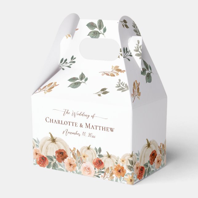 Rustic Boho Fall Autumn Wedding Favour Box (Front Side)