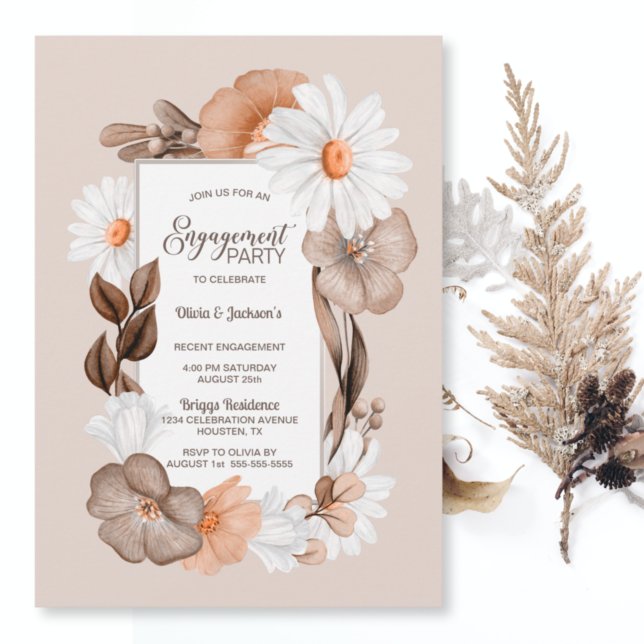 Rustic Boho Fall Floral Engagement Party Invitation (Creator Uploaded)